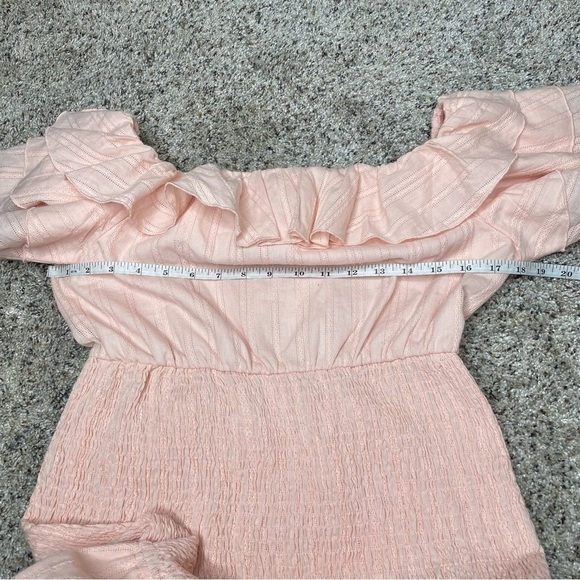 Simplee Pink Ruffle Short Sleeve Smocked Mini Dress Medium NWT - Picture 8 of 11